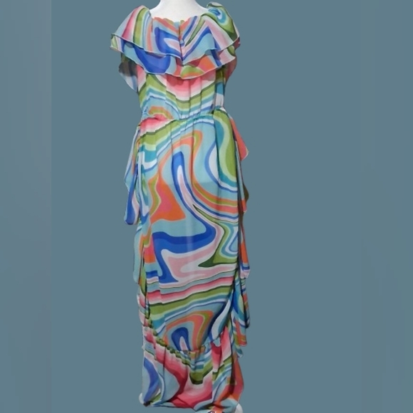 New "NWT" Girl Soul High Low Colorful Ruffled Romantic Maxi Dress, XL - Picture 7 of 11